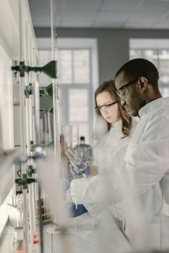Researchers in a labratory